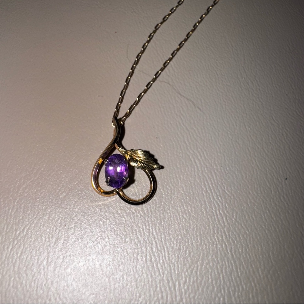 Krementz Vintage Amethyst & Gold Filled 18”Dainty Floral Design Necklace